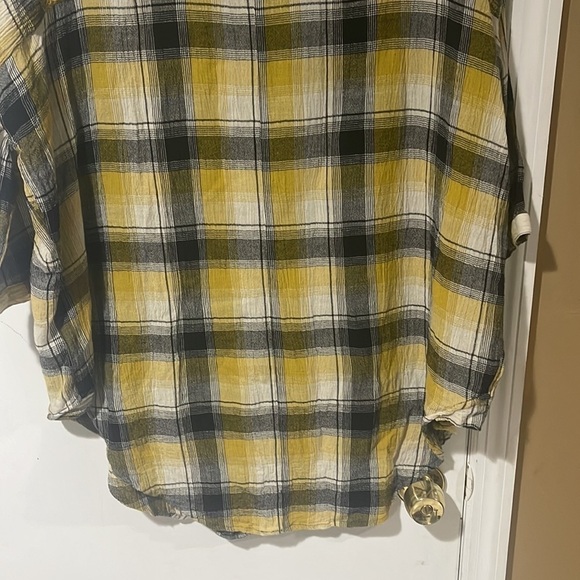 Anthropologie Maeve Yellow Plaid Button Down Blouse Large - Picture 10 of 10